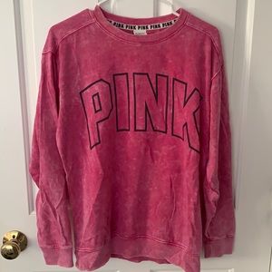VS PINK hot pink crew neck
